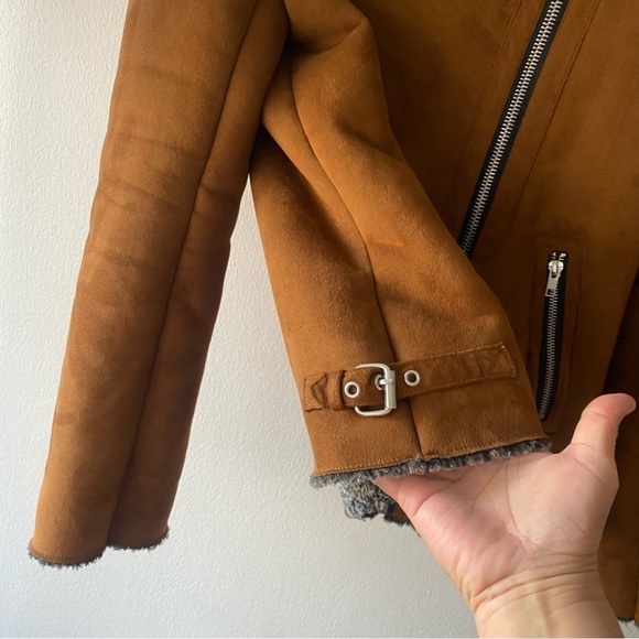 RD style Sherpa lined suede moto jacket medium - Picture 6 of 13